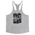 NO PAIN NO GAIN Print Gym Fitness T-Shirt Mens Bodybuilding Sport Sleeveless Vests Cotton Breathable Y-back Suspenders Tank Tops
