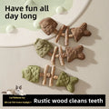 Cat Toy Fish Bone Shape Silvervine Stick Natural Wooden Chew Toy for Kitten Teething Interactive Play