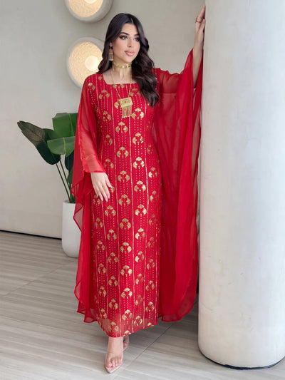 Fashion Dubai Women Sequins Embroidery Caftan Long Dress | SAMAG