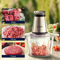 BioloMix Mini Electric Food Chopper 300W Food Processors with 2 Bowls, Meat Grinder 4 Bi-Level Blades, for Baby Food, Meat, Onio