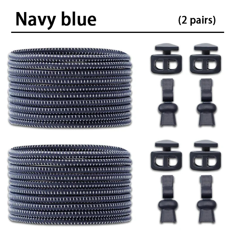 2 Pair No Tie Shoe Laces Kids Adult Quick Laces Round Elastic Shoelaces Without Ties Lock Shoelace Sneakers Shoes Accessories