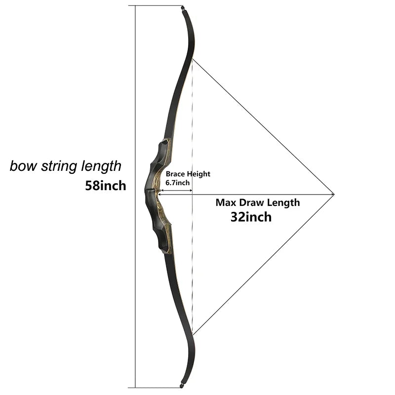 62 Inch Bow Archery Recurve 20-55 lbs Takedown 16" Riser | SAMAG