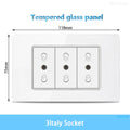 White Tempered Glass Italy USB Type C Smart Fast Charging Wall Socket Plugs Schuko Light Switch Panel Chile TV Sat Computer CAT6