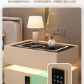 Modern Style Solid Wood Bedside Table with Wireless Charging Smart 2 Drawers Bedroom Nightstands with Lock 40/45/50cm