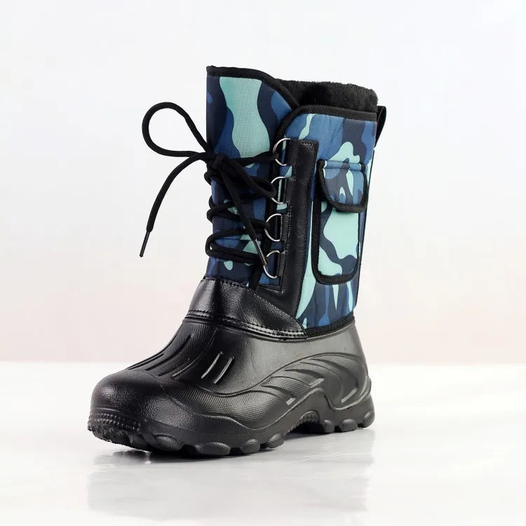 2026 New Men's Winter Boots Platform Men's Snow Boots Warm Thick Plush Waterproof Outdoor Fishing Work Boots Plus Size 40-46