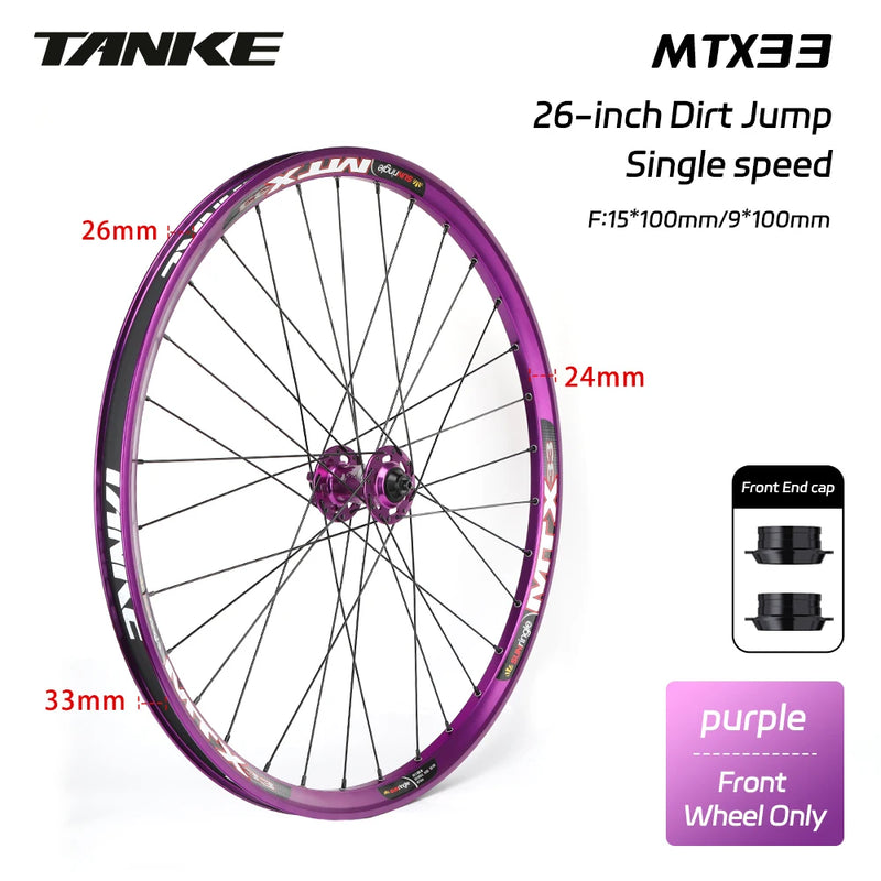 TANKE MTB Wheelset 26 inch Disc Brake MTB single-speed DJ AM Enduro DH Wheelset Hub MTX33/39 aluminum alloy Mountain wheel set