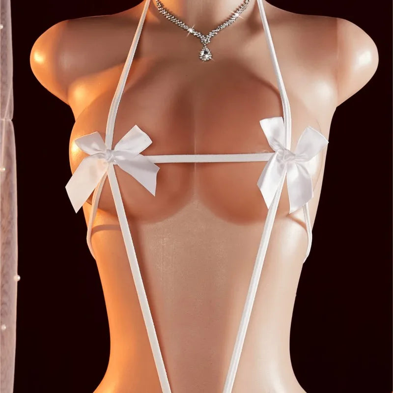 Adult Lingerie Cosplay Toys Sexy Open Crotch And Bare Buttocks Babydoll Women Underwear Sex Doll Bandage Pajamas Teddy Bodysuit