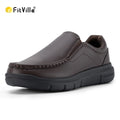 Fitville Men'S Slip-On Casual Shoes Leather Shoe Wide Width 2E Lightweight For Swollen Feet With Arch Support Pain Relief