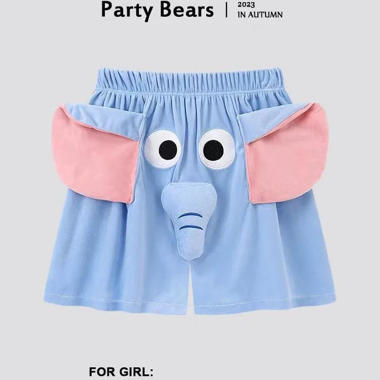 New Summer Couple Outfits Pajama Homewear Suit Men Wowen Squeaky Elephant Shorts Pant Boy Grils Loose Suit Leisure Pajamas Pants