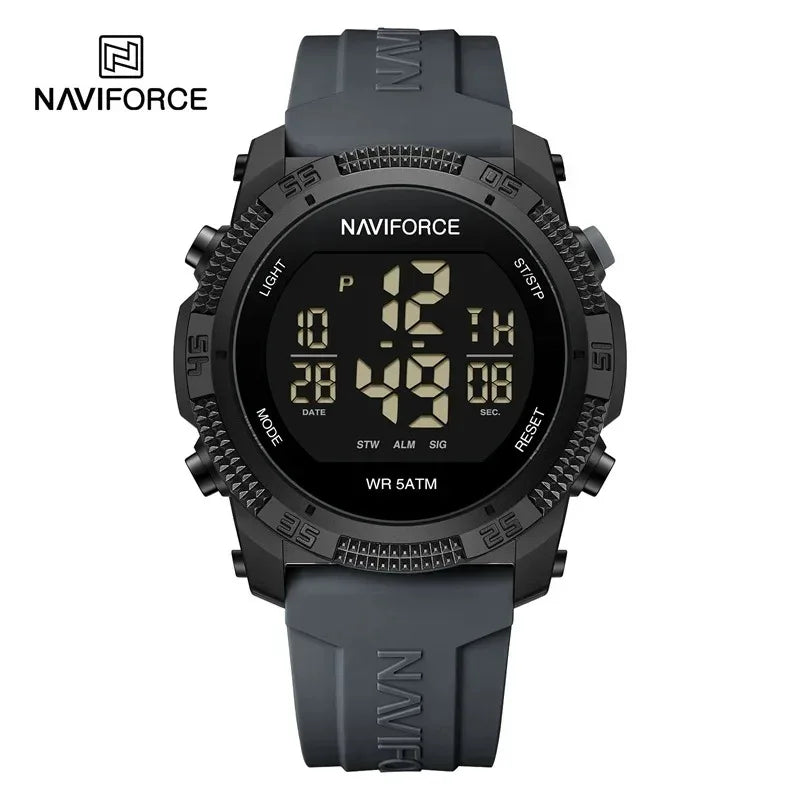 NAVIFORCE Watches For Men LCD Digital Fashion Casual Date and Week Alarm Display 3ATM Waterproof Silicone Strap Electronic Clock