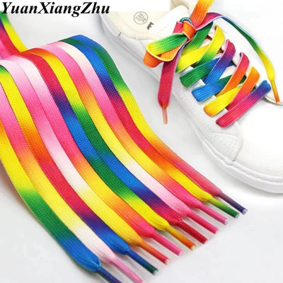 1Pair Colorful Shoelaces Rainbow Gradient Print Flat Shoe | SAMAG