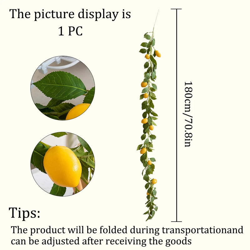 Artificial lemon wreath with green plants home door wall cover wedding holiday party dining table decoration