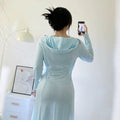 Women Sexy See Through Blue Cover-Ups Full Body Sun Protection Summer Zipper Lingeries with Hats Outdoor Travel Sunscreen Cloth