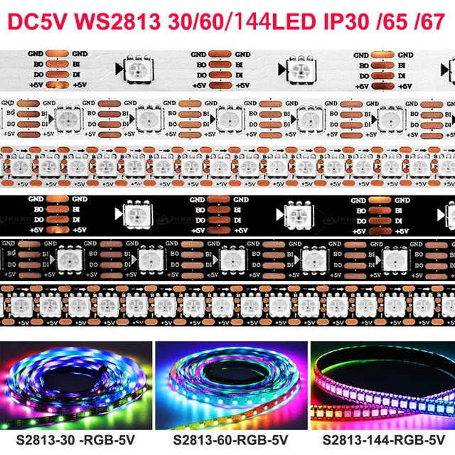 SK6812 RGBW Led Strip Light 4 in 1 Similar WS2812B 1m 5m 30 60 144 LEDs Individual Addressable RGBWW Led Lights IP30 65 67 5V12V