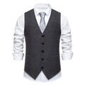 Men's Suit Vests Solid Color Herringbone Suit Waistcoat Business Casual Working Wear Retro Brown Single Breasted Vest for Men