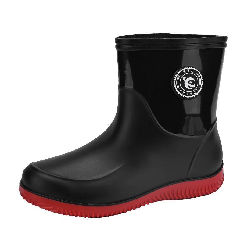 Men Rain Boots Non-slip Light Hiking Rain Shoes Slip on Waterproof Outdoor Leisure Rubber Fishing Shoes Work Water Shoes