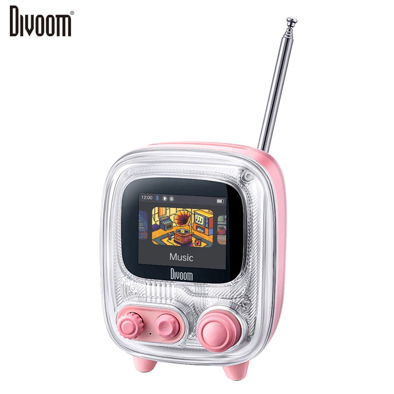 Divoom T-tiivoo-2 Mini small tv portable Radio FM with Adjustable Antenna Vintage Wireless 5.0 Bluetooth Speaker cute gift