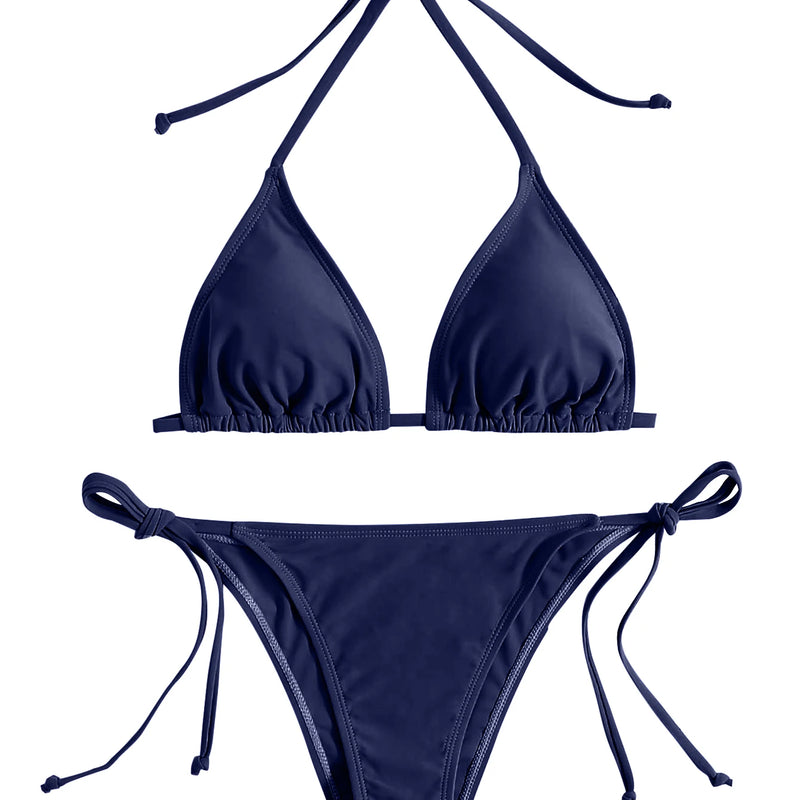 Swimwear Thong Bikini Set Sexy New Navy Blue Swimsuits | SAMAG