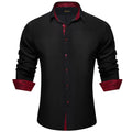 Men's Polyester Cotton Solid Black Shirts Long Sleeve | SAMAG