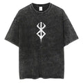 Japanese Anime Berserk Retro Washed T-shirt Men and Women New Summer Harajuku Clothing Casual Round Neck Short Sleeved Top