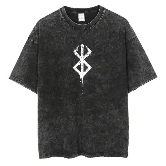 Japanese Anime Berserk Retro Washed T-shirt Men and Women New Summer Harajuku Clothing Casual Round Neck Short Sleeved Top