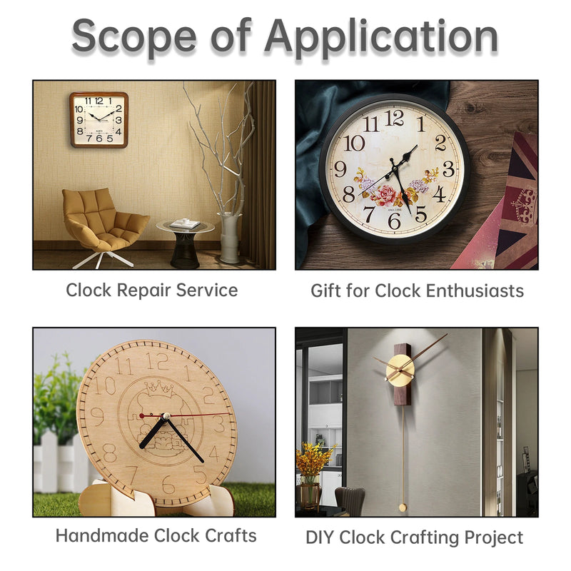 Wall Clock Quartz Movement Mechanism with Golden Hands Pointer Set, Metal Hook for Clock DIY Clock Repair Parts Replacement