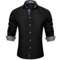 Men's Polyester Cotton Solid Black Shirts Long Sleeve | SAMAG