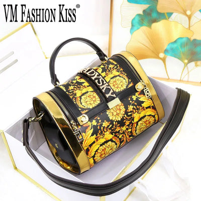 Women Boston Bag Printed Pattern Handbag Large Capacity | SAMAG