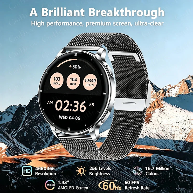 2026 New 1.32" AMOLED Smartwatch Man 466*466 Resolution Bluetooth Call LED Flashlight Fitness Tracker Smart Watch For Men Women