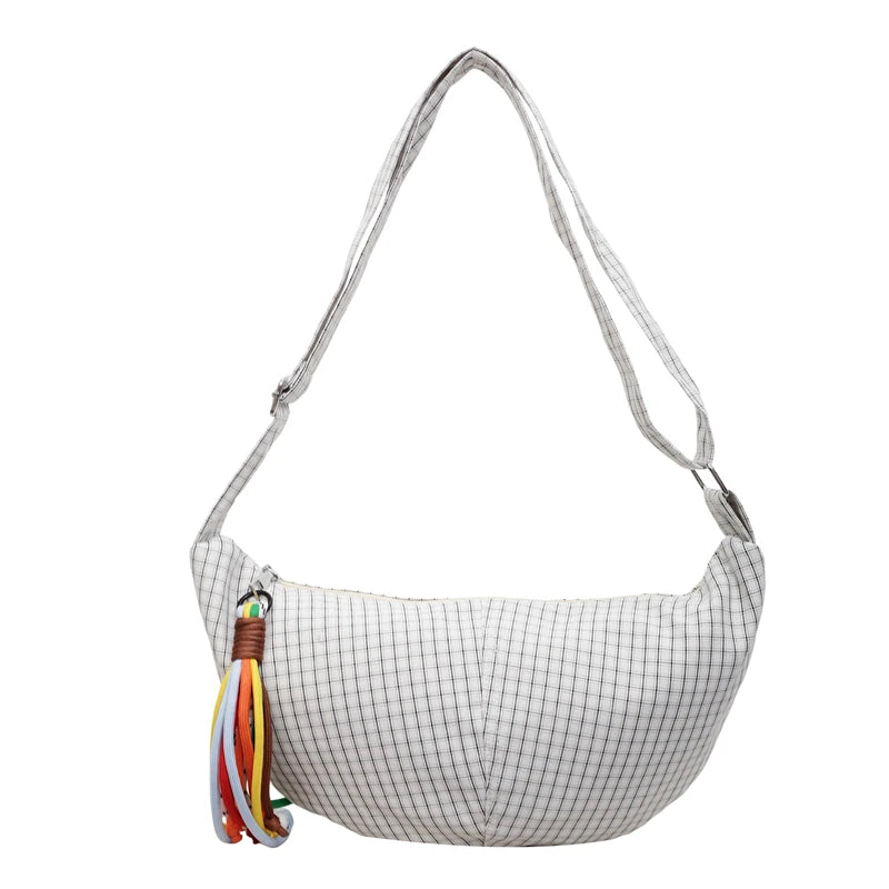 Microfiber Plaid Zipper Hobos Bags 2026 Spring/summer New Versatile Bags Daily Commute Fashion Portable Crossbody Bags