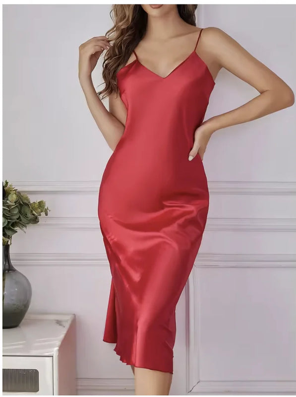 Sexy Nightie Woman Suspender Nightdress Backless Camisolas Night Dress Lingerie Nightgown Sleep Tops Pajamas Satin Woman