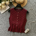 Winter Women White Black Polka Dot Sleeveless Knit - View 5 | SAMAG