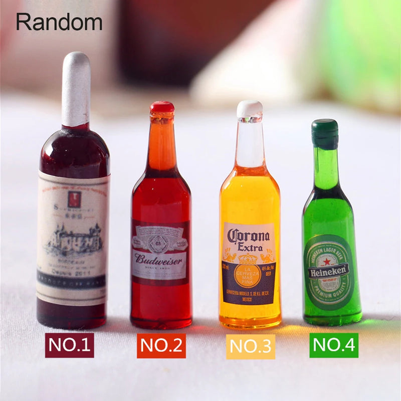 10PCS Miniature Resin Drink Bottles Set, Mixed Random Mini Wine Bottles for Phone Case/DIY Doll House Micro Landscape Decoration