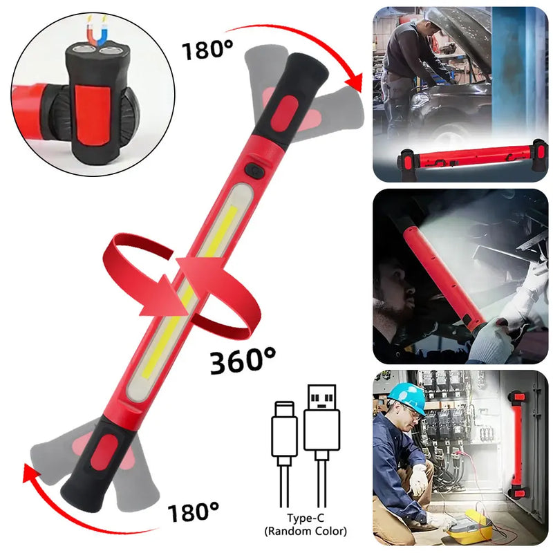 Super Bright Magnetic Work Light Built-in 5200mAh Rechargeable Battery Underhood Work Lamp Bar For Car Repair Outdoor lighting