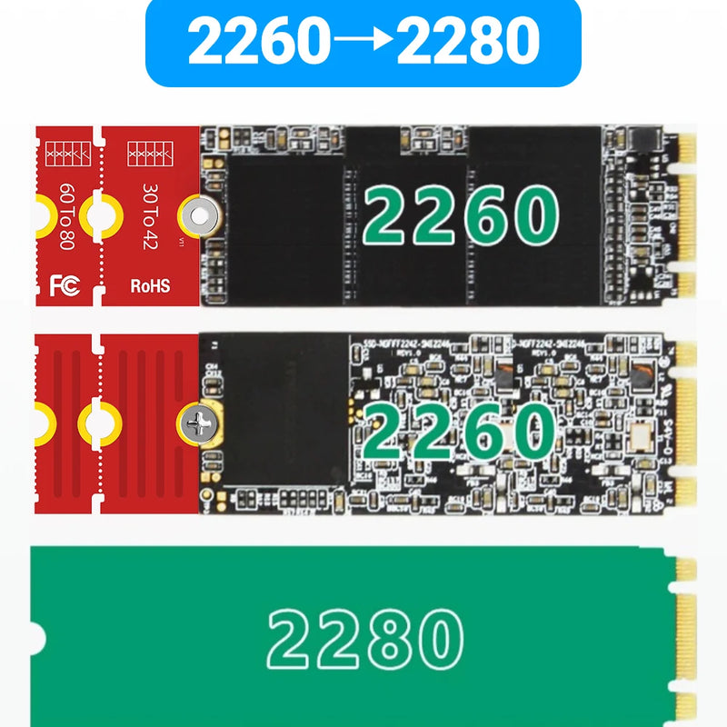 JEYI M.2 NGFF NVME SSD Extension Bracket Transfer 2230 2242 2260 2280 Length Extend Adapter Bracket Card Plate Change Long Size