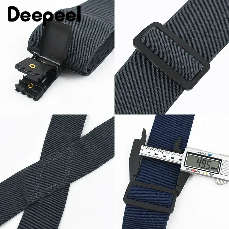 Deepeel Fashion 5cm Wide Adults Men's Suspenders Adjust Elastic Strap X - type 4 Clips Male Braces Harness - Visuel 3 | SAMAG