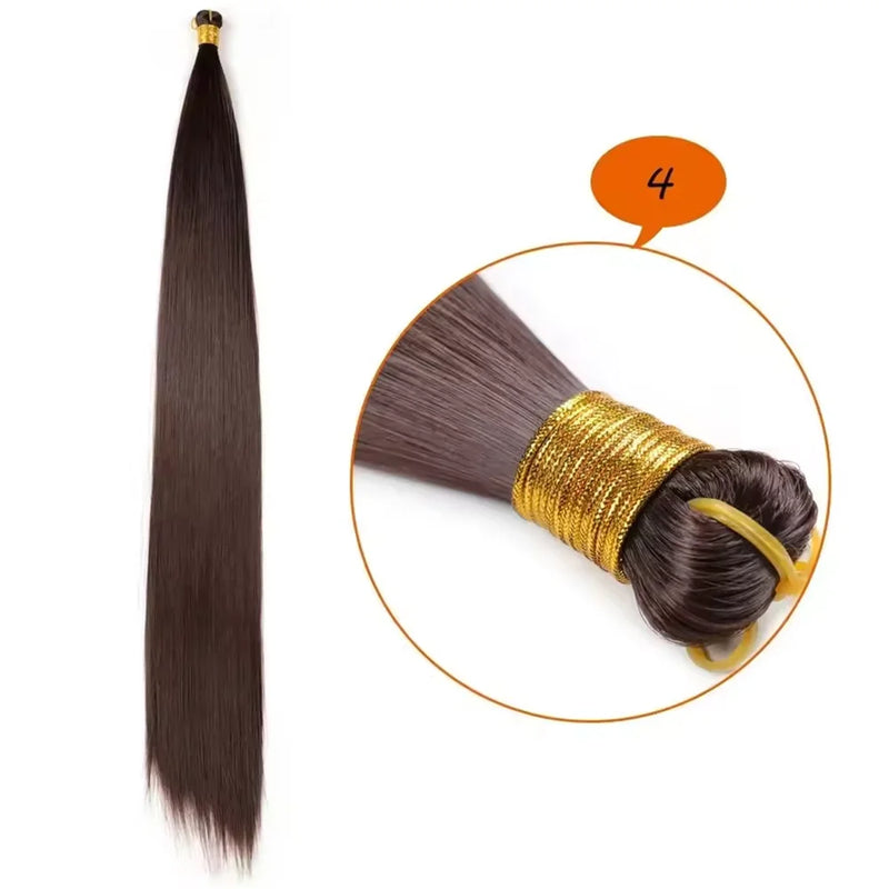 Synthetic Long Straight Silky Bulk Hair Extensions 28 Inch High Temperature Hair Bundles Extension 150g one Pack for Women Girls