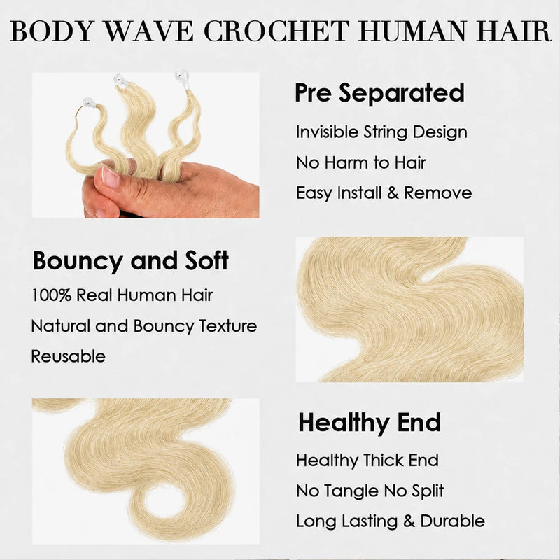 Miracle Knots 613 Color Honey Blonde Crochet Human Hair Deep Wave Feather Knotless Pre Separated Boho Braids Quick Install