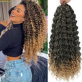 BEWILL GoGo Curl Crochet Hair 14 18 Inches Water Wave Beach Curl Crochet Hair Ombre Synthetic Bohemian Braids Hair Extensions 1B