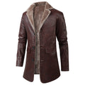 Winter Men's Thick PU Leather Jacket Coat Long Outwear Fur Turn Down Collar Fashion Male Clothes Vintage Leather Jackets MY916