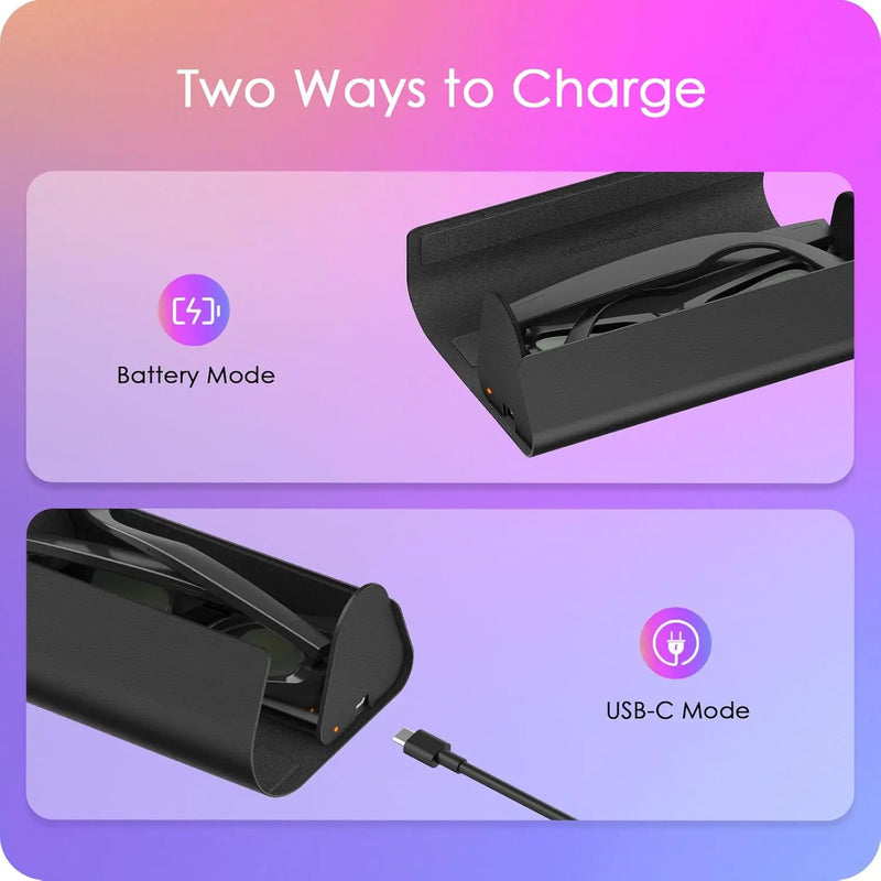VAWVVA Charging Case for Meta Ray-Ban Glasses ,Foldable 2000mAh Portable Travel Charger for Wayfarer, Skyler, Headliner(Gen1&2)