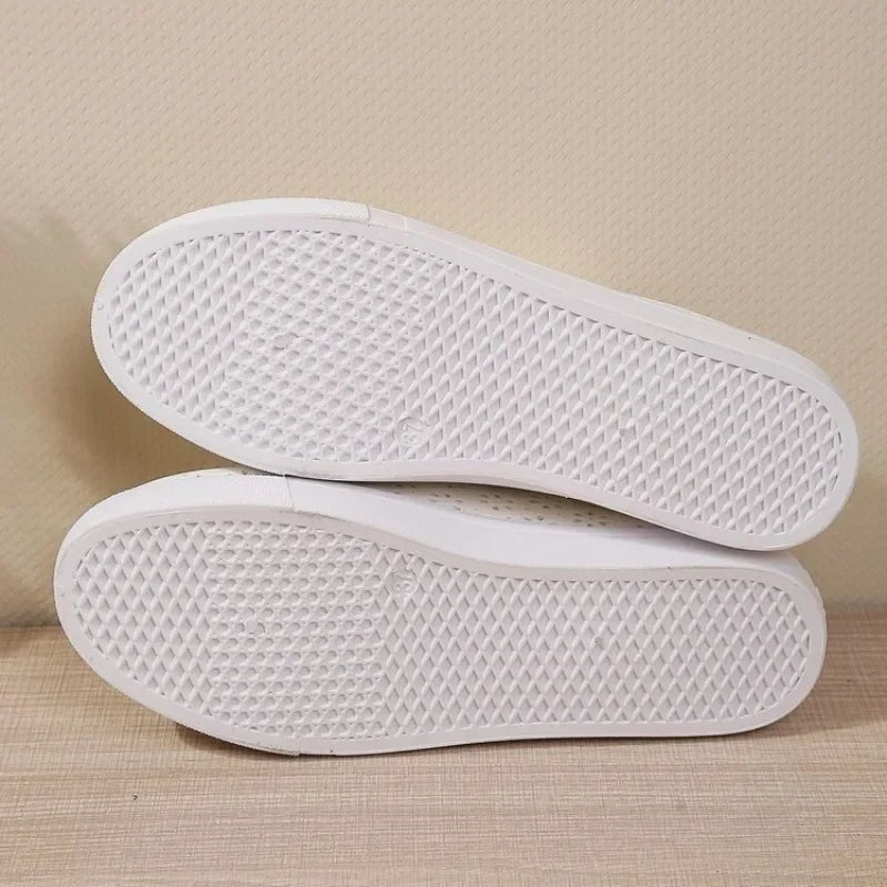 Women White Hollow Cutout Backless Mule Sneakers Breathable PU Leather Upper No Tie Laces Slip‑On Summer Casual Flat Shoes