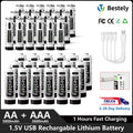 AA AAA Battery 1.5V 5800mAh and 3600mAh Lithium Rechargeable Batteries Fast Charging Li-ion Battery 2000 Cycles Type-C Cable