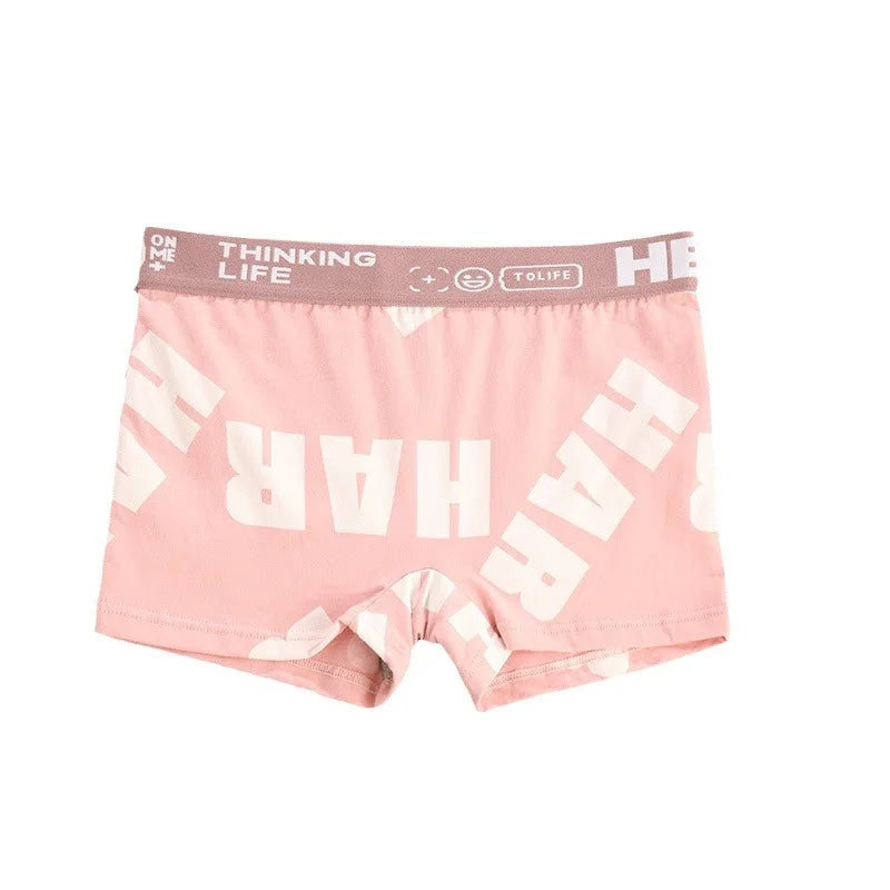 1-3pcs Women Cotton Panties Sports Boxer Underpants Ladies Breathable Letter Pants Mid-waist Beathable Cozy Boyshort Underwear