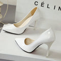 New women's Pumps Female Fashion Patent Leather Sexy Pointed Toe high heels Large size work shoes Wedding Shoes Size 44