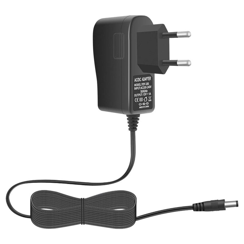 Power Supply Adapter EU AC 100-240V to DC 12V 1A Switch  5.5 x 2.1mm Plug 10 Feet Power Cord for Security Cameras