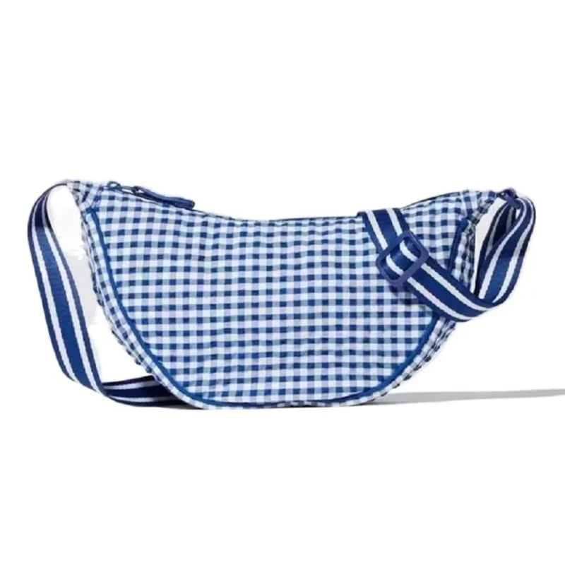 Fashion Canvas Plaid Hobos Crossbody Bag for Women Shoulder Bag Half Moon Chest Bags Tote Lady Travel Shopper Bag Female Purses