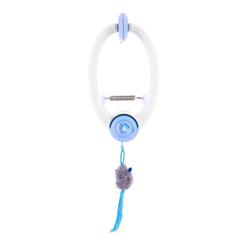 Door Hanging Auto-Rebound Cat Toy Retractable Kitten Teaser with 3 Catnip Mice Interactive Pet Play Toy for Indoor Cats Playing