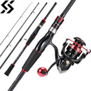 Sougayilang Spinning Fishing Combo 1.8m 1.98m 2.1m 4 Section Carbon Fiber Fishing Rod and 5.2:1 Gear Ratio Fishing Reel Pesca