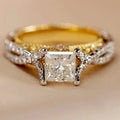 Vintage Diamond 18K White Gold Ring Gemstone Wedding Ring for Women Pure Topaz Bague Anel Jewelry Anillos De Bizuteria Gemstone